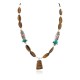 .925 Sterling Silver Certified Authentic Navajo Natural Turquoise Tigers Eye Native American Necklace 750237-6