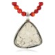 .925 Sterling Silver Certified Authentic Navajo Natural White Buffalo and Coral Native American Necklace & Pendant 18280-1-95001