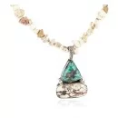 .925 Sterling Silver Navajo Natural White Buffalo Native American Necklace 34032-6-15222