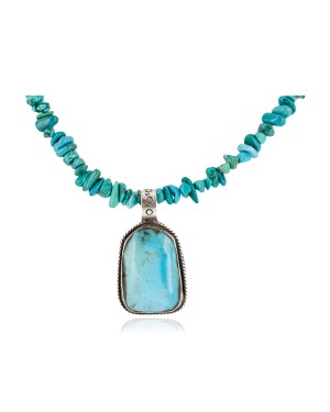 .925 Sterling Silver Certified Authentic Navajo Turquoise Coral Native American Necklace 14296-2-1577