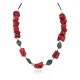 .925 Sterling Silver Certified Authentic Navajo Turquoise Coral Native American Necklace 24511-9