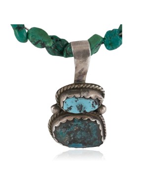 .925 Sterling Silver Certified Authentic Navajo Turquoise Jasper Native American Necklace 14882-17-15360