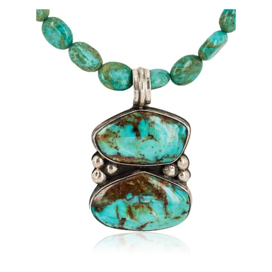 .925 Sterling Silver Certified Authentic Navajo Turquoise Native American Necklace 14566-5-15338 .925 Sterling Silver Certified Authentic Navajo Turquoise Native American Necklace 14566-5-15338