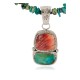.925 Sterling Silver Certified Authentic Navajo Turquoise Spiny Oyster Native American Necklace 24415-1-25289