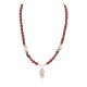 .925 Sterling Silver Certified Authentic Navajo White Howlite Red Jasper Native American Necklace 24511-3