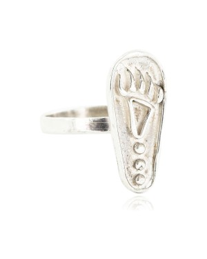 .925 Sterling Silver Handmade Bear paw Certified Authentic Navajo Native American Ring  26104-1