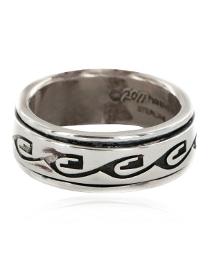925 Sterling Silver Handmade Certified Authentic Hopi Native American Spinning Ring  16565