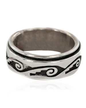 925 Sterling Silver Handmade Certified Authentic Hopi Native American Spinning Ring  16566