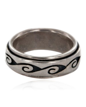 925 Sterling Silver Handmade Certified Authentic Hopi Spinning Native American Ring  16572