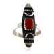 .925 Sterling Silver Handmade Certified Authentic Navajo Coral Native American Ring  12646-9