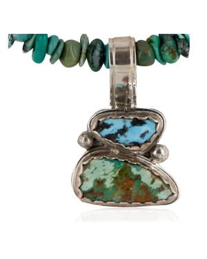 .925 Sterling Silver Handmade Certified Authentic Navajo Coral Turquoise Native American Necklace 16023-6-1601-11