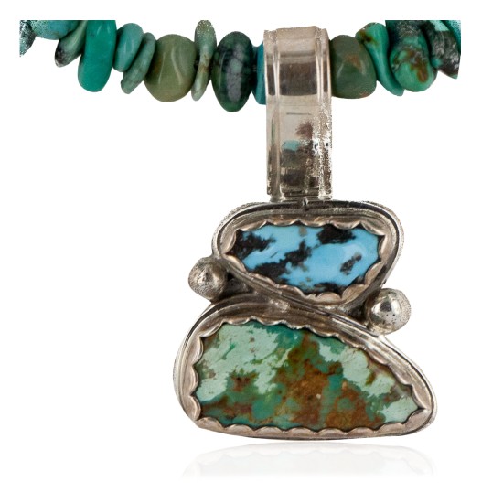 .925 Sterling Silver Handmade Certified Authentic Navajo Coral Turquoise Native American Necklace 16023-6-1601-11