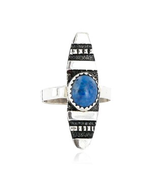 .925 Sterling Silver Handmade Certified Authentic Navajo Lapis Native American Ring  12646-0