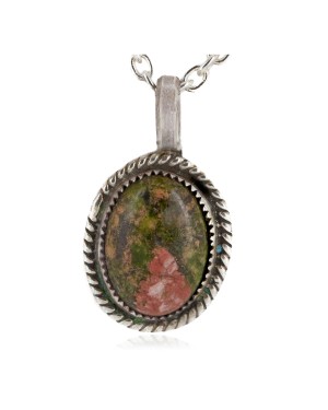 .925 Sterling Silver Handmade Certified Authentic Navajo Natural Jasper Native American Necklace 12903