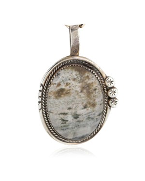 .925 Sterling Silver Handmade Certified Authentic Navajo Natural Jasper Native American Necklace 24191