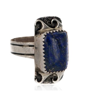925 Sterling Silver Handmade Certified Authentic Navajo Natural Lapis Native American Ring  12645