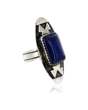 .925 Sterling Silver Handmade Certified Authentic Navajo Natural LAPIS Native American Ring  371068622470