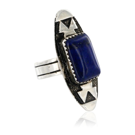 .925 Sterling Silver Handmade Certified Authentic Navajo Natural LAPIS Native American Ring  371068622470