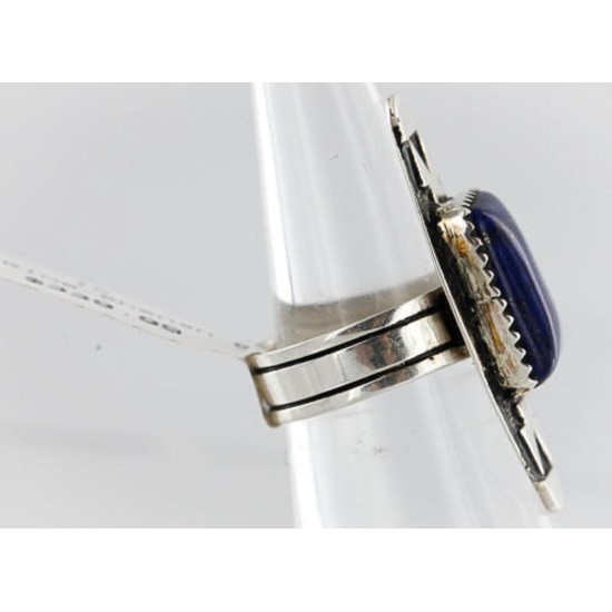 .925 Sterling Silver Handmade Certified Authentic Navajo Natural LAPIS Native American Ring  371068622470