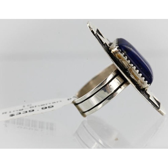 .925 Sterling Silver Handmade Certified Authentic Navajo Natural LAPIS Native American Ring  371068622470