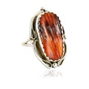 .925 Sterling Silver Handmade Certified Authentic Navajo Natural Spiny Oyster Native American Ring  16990