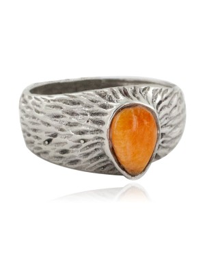 925 Sterling Silver Handmade Certified Authentic Navajo Natural Spiny Oyster Native American Ring  24429-2