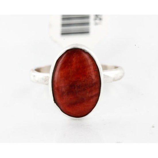 .925 Sterling Silver Handmade Certified Authentic Navajo Natural Spiny Oyster Native American Ring  371060386785