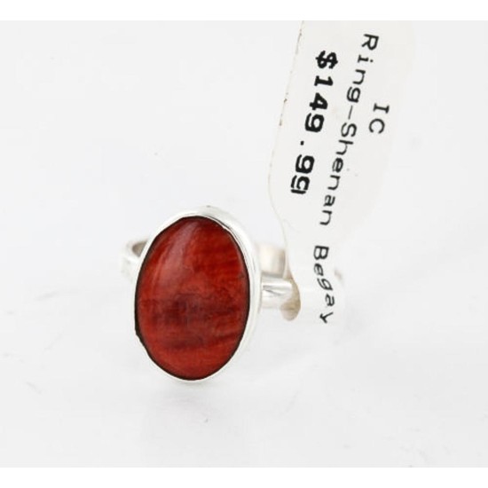 .925 Sterling Silver Handmade Certified Authentic Navajo Natural Spiny Oyster Native American Ring  371060386785