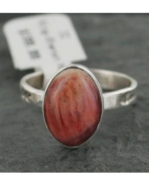 .925 Sterling Silver Handmade Certified Authentic Navajo Natural Spiny Oyster Native American Ring  390680427253