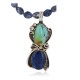 .925 Sterling Silver Handmade Certified Authentic Navajo Natural Turquoise and Lapis Native American Necklace 1489-5-10225