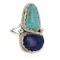 .925 Sterling Silver Handmade Certified Authentic Navajo Natural Turquoise and Lapis Native American Ring  17002-4