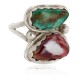 .925 Sterling Silver Handmade Certified Authentic Navajo Natural Turquoise and Spiny Oyster Native American Ring  16982-1