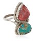 .925 Sterling Silver Handmade Certified Authentic Navajo Natural Turquoise and Spiny Oyster Native American Ring  16989