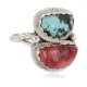 .925 Sterling Silver Handmade Certified Authentic Navajo Natural Turquoise and Spiny Oyster Native American Ring  17002-2