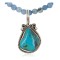 .925 Sterling Silver Handmade Certified Authentic Navajo Natural Turquoise Blue Quartz Native American Necklace 24394-2-16083-7