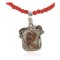 .925 Sterling Silver Handmade Certified Authentic Navajo Natural Turquoise Coral Native American Necklace 12816-16083