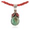 .925 Sterling Silver Handmade Certified Authentic Navajo Natural Turquoise Coral Native American Necklace 14164-12-16083-1