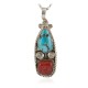 .925 Sterling Silver Handmade Certified Authentic Navajo Natural Turquoise Coral Native American Necklace 14747-2 .925 Sterling Silver Handmade Certified Authentic Navajo Natural Turquoise Coral Native American Necklace 14747-2