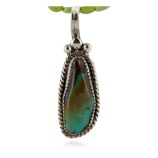 .925 Sterling Silver Handmade Certified Authentic Navajo Natural Turquoise Gaspeite Native American Necklace 24395-15375 .925 Sterling Silver Handmade Certified Authentic Navajo Natural Turquoise Gaspeite Native American Necklace 24395-15375