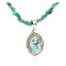 .925 Sterling Silver Handmade Certified Authentic Navajo Natural Turquoise Goldstone Native American Necklace 15065-24-15851