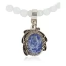 .925 Sterling Silver Handmade Navajo Natural Turquoise Lapis Quartz Native American Necklace 12817-16083-2