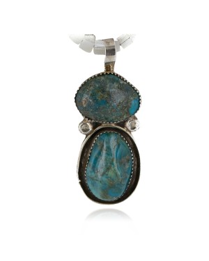 .925 Sterling Silver Handmade Certified Authentic Navajo Natural Turquoise Mother of Pearl Native American Necklace  14464-1-15113