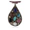 .925 Sterling Silver Handmade Certified Authentic Navajo Natural Turquoise Multicolor Stones Native American Necklace 16048-16047-4