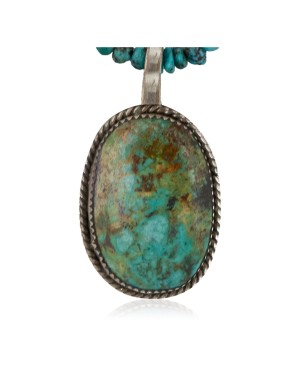 .925 Sterling Silver Handmade Certified Authentic Navajo Natural Turquoise Native American Necklace 15074-15965