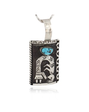 .925 Sterling Silver Handmade Certified Authentic Navajo Natural Turquoise Native American Necklace 24420-6