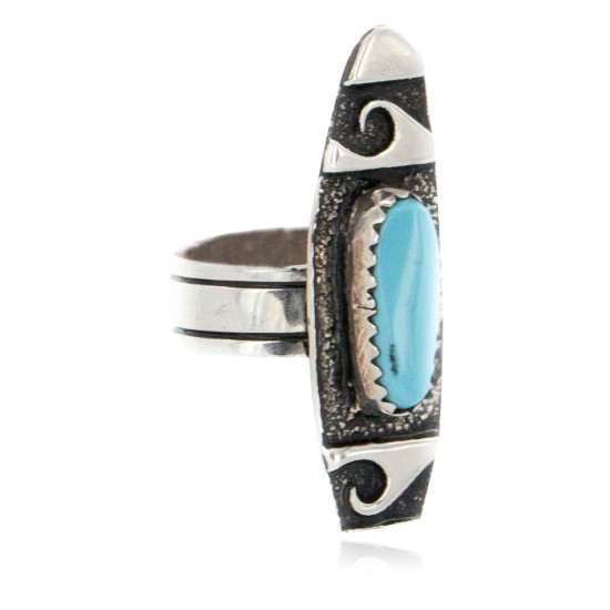 925 Sterling Silver Handmade Certified Authentic Navajo Natural Turquoise Native American Ring 12646-00 925 Sterling Silver Handmade Certified Authentic Navajo Natural Turquoise Native American Ring 12646-00
