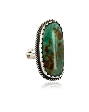 .925 Sterling Silver Handmade Certified Authentic Navajo Natural Turquoise Native American Ring  16741-26