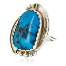 .925 Sterling Silver Handmade Certified Authentic Navajo Natural Turquoise Native American Ring  16992-1