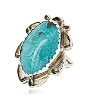 .925 Sterling Silver Handmade Certified Authentic Navajo Natural Turquoise Native American Ring  16992