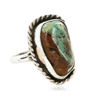 .925 Sterling Silver Handmade Certified Authentic Navajo Natural Turquoise Native American Ring  16994-2